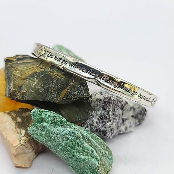 Brighton "FOOTPRINTS" Hinged Bangle! "Do Not Go Where The Path May Lead." $48 - Picture 8 of 12